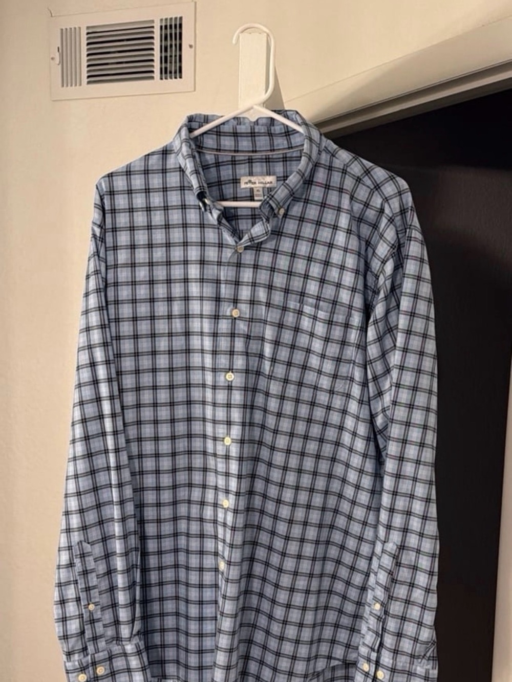 Peter Millar Blue Plaid Button-Down Dress Shirt